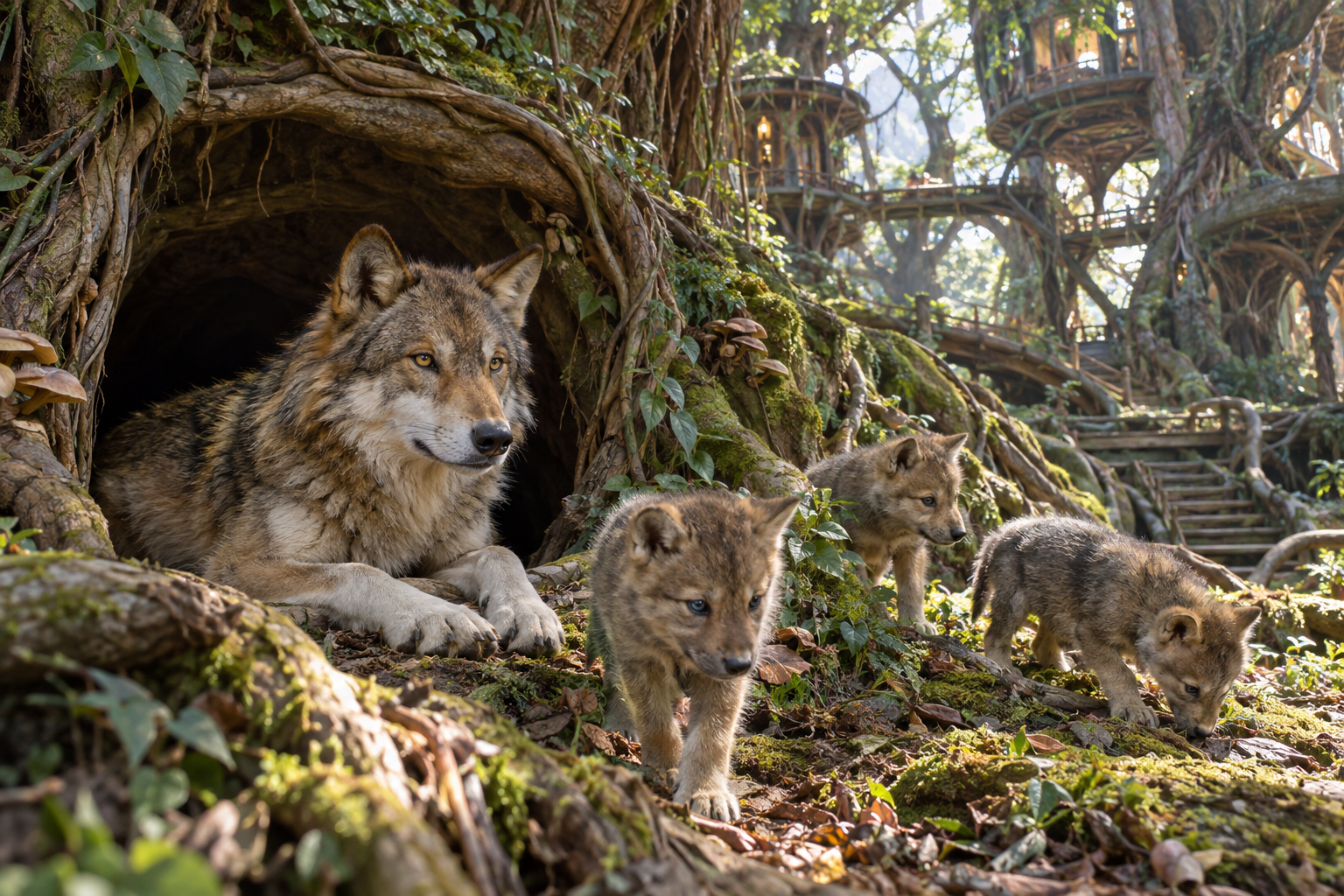 Bastion - Wolf Den and Cubs - Photographic