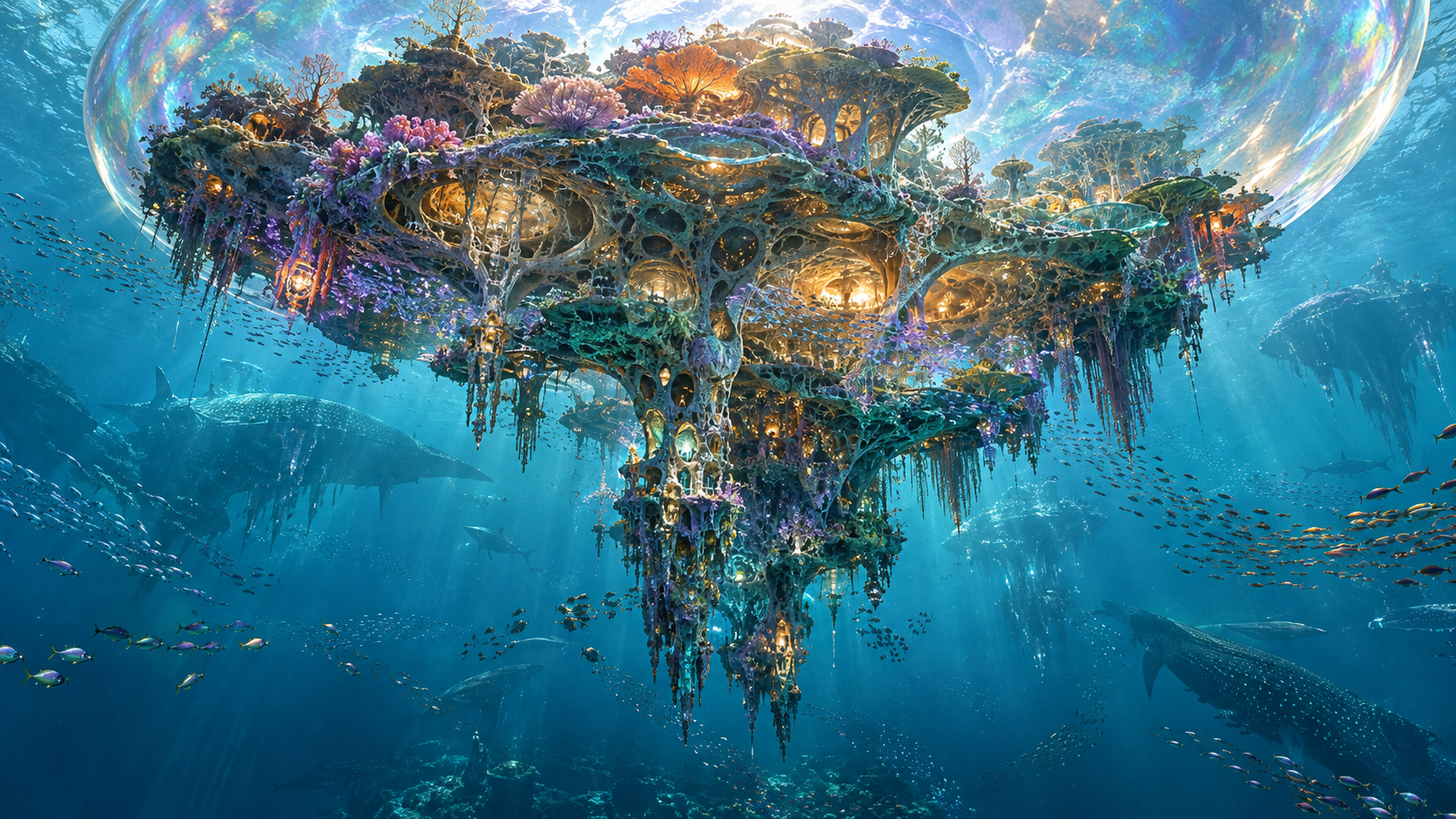 Corallia - Coral City Beneath Pearl Bubble - Concept